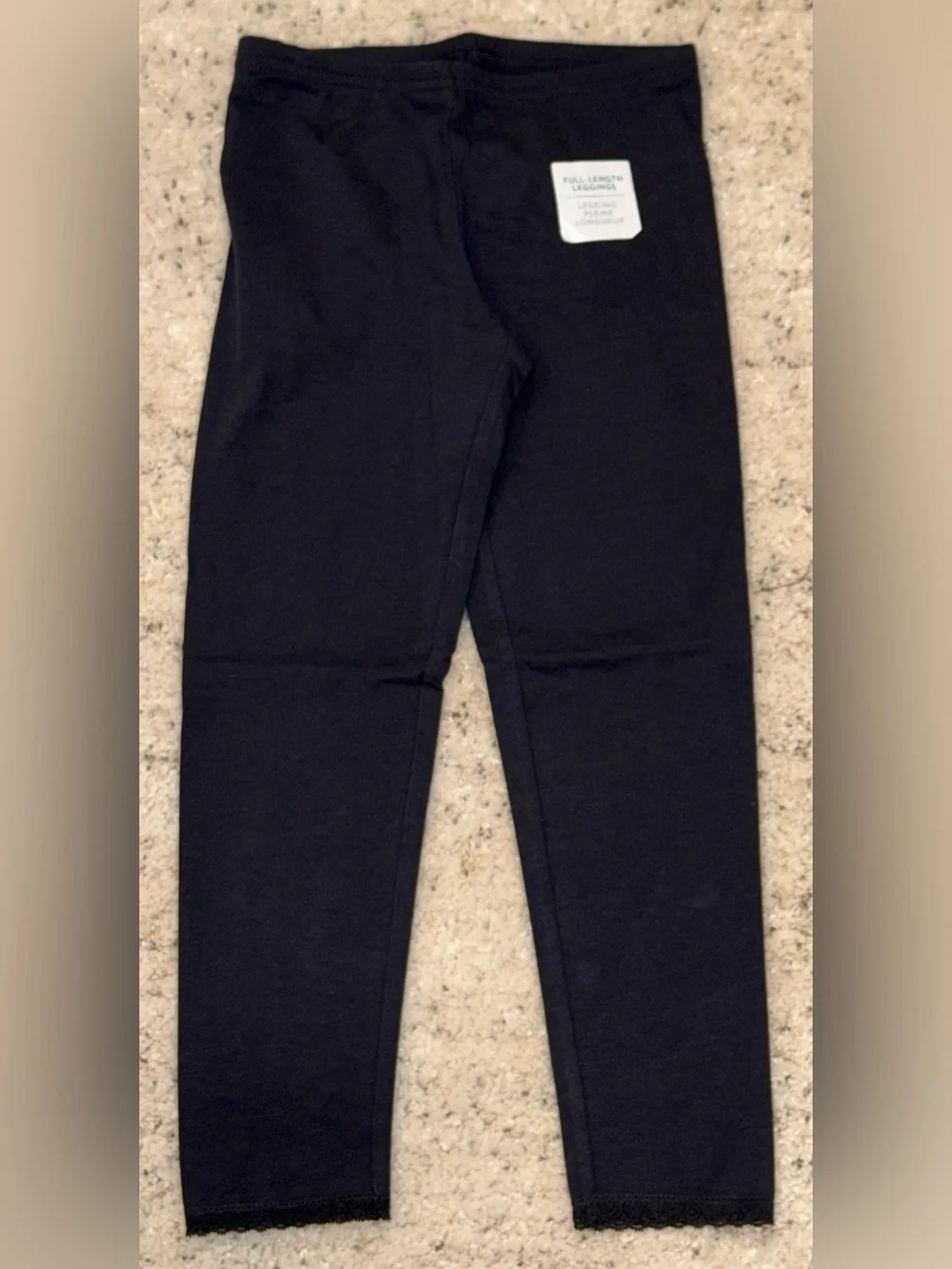 NWT Old Navy Girls Black Full Length Leggings Size S 6-7 Stretch Cotton Basic